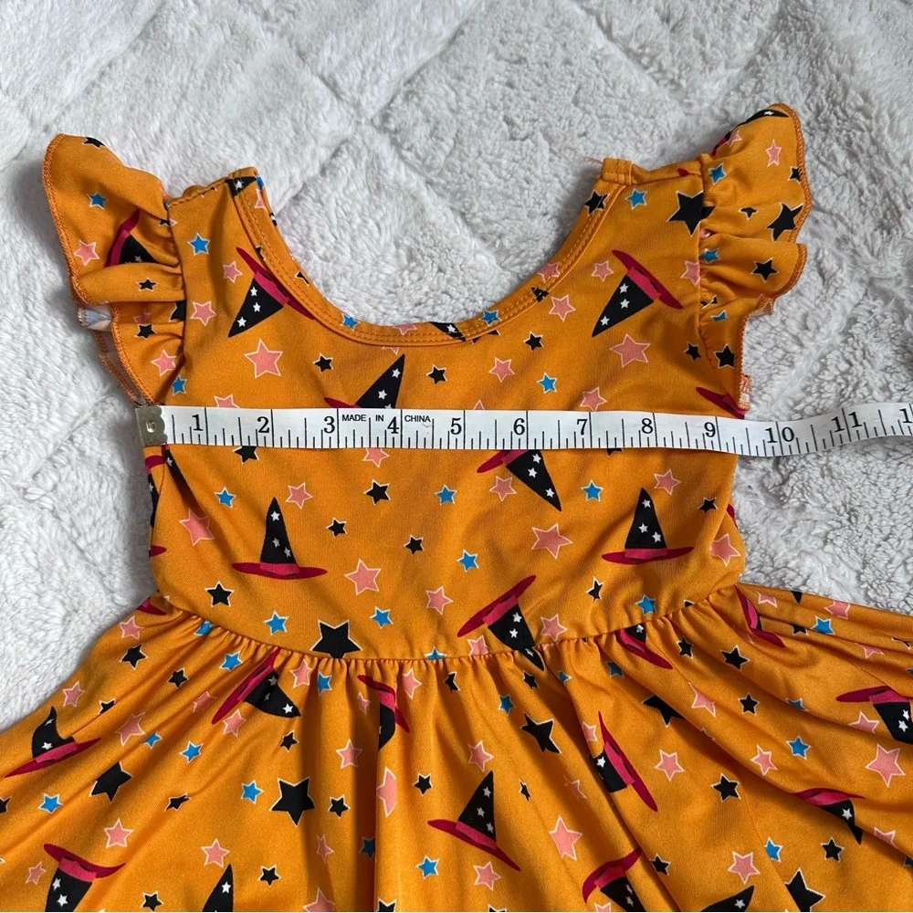Dot Dot Smile | Orange Halloween Witch Twirl Dress | Size 2T
